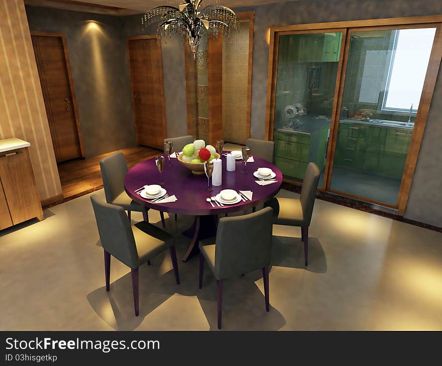 Interior fashionable living-room 3D rendering. Interior fashionable living-room 3D rendering