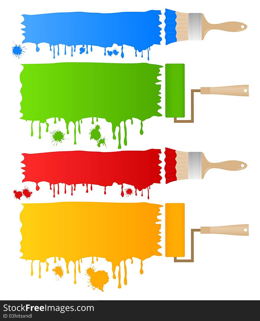 Painting brushes leave blots. A  illustration. Painting brushes leave blots. A  illustration