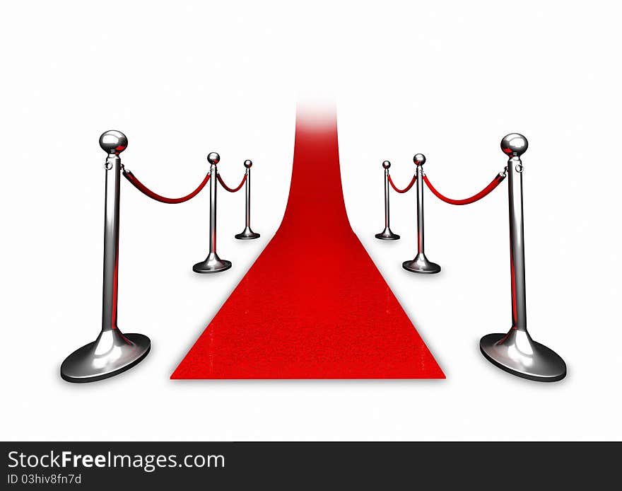 3D render of a red carpet leading up stairs