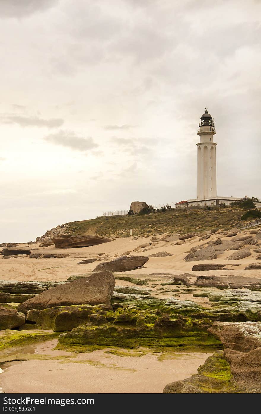 The lighthouse near Cadiz where the great battle of Trafalgar took place. The lighthouse near Cadiz where the great battle of Trafalgar took place.