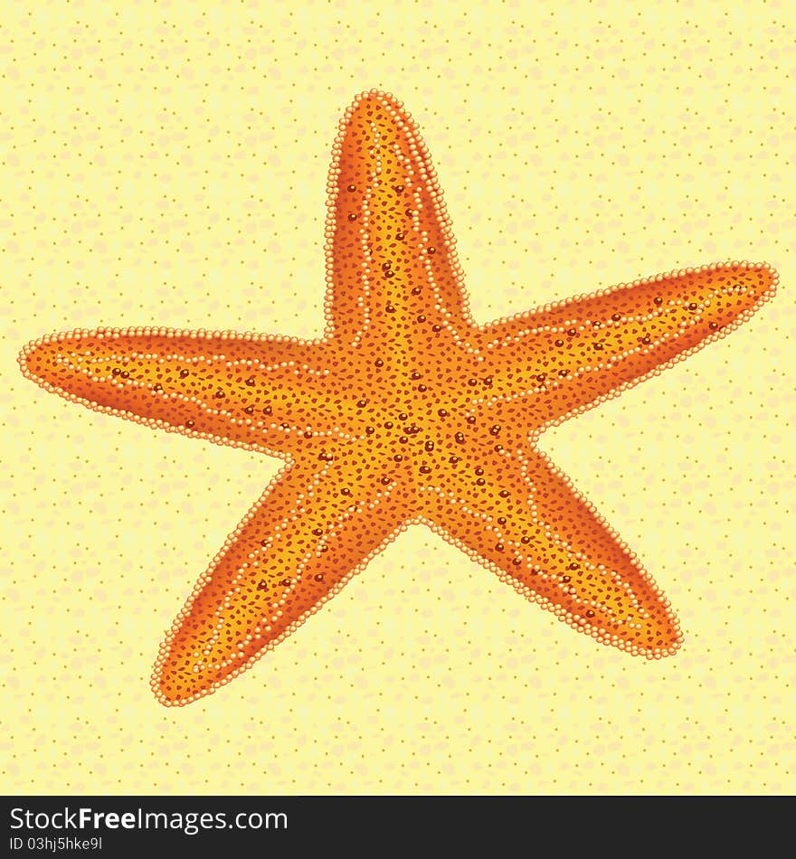 Starfish on beach created as a seamless repeatable pattern