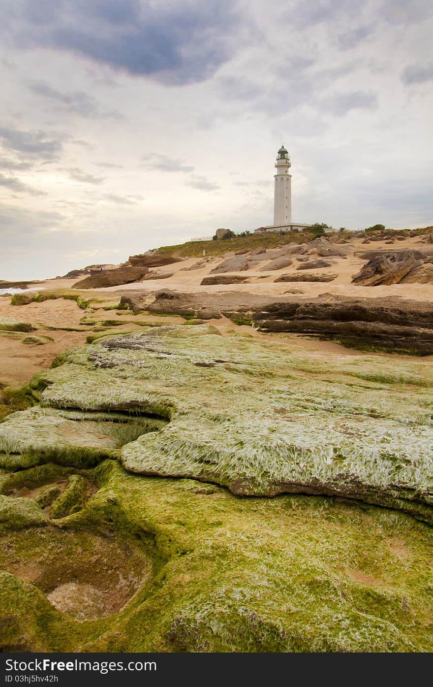 The lighthouse near Cadiz where the great battle of Trafalgar took place. The lighthouse near Cadiz where the great battle of Trafalgar took place.