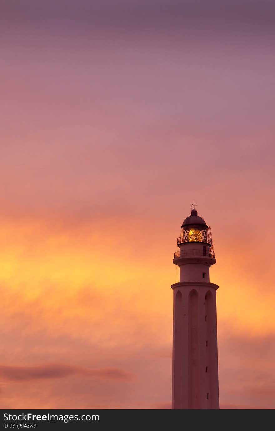 The lighthouse near Cadiz where the great battle of Trafalgar took place. The lighthouse near Cadiz where the great battle of Trafalgar took place.