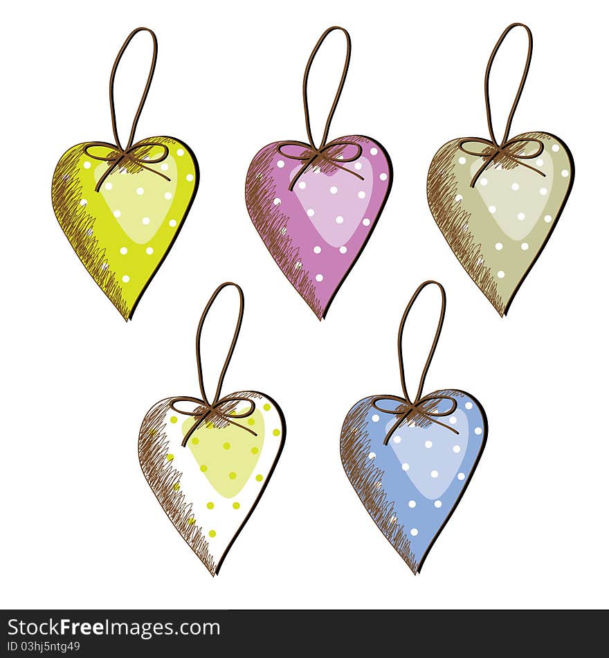 Six hearts to hang different color