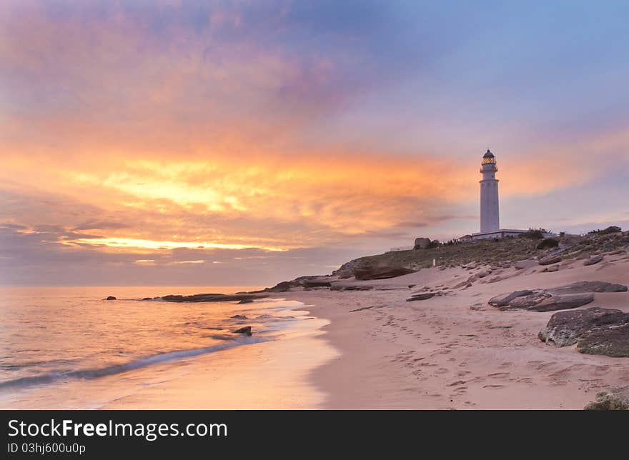 The lighthouse near Cadiz where the great battle of Trafalgar took place. The lighthouse near Cadiz where the great battle of Trafalgar took place.