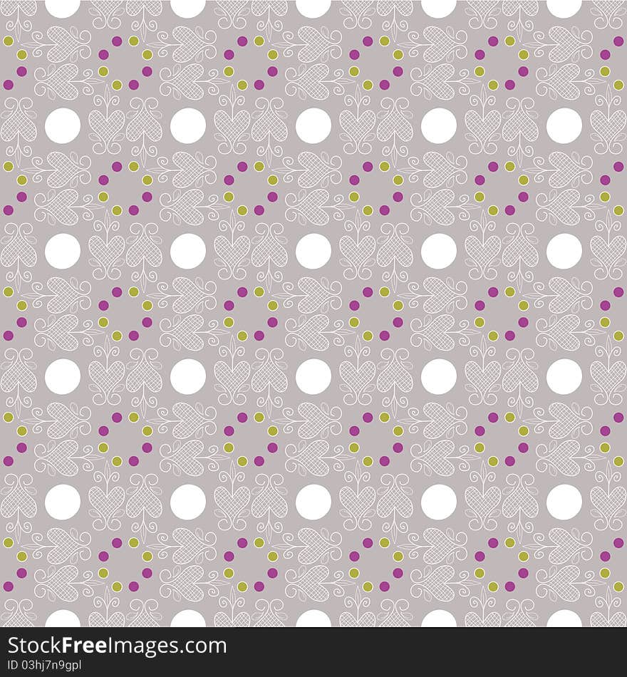 Cartoon dotted background with hearts