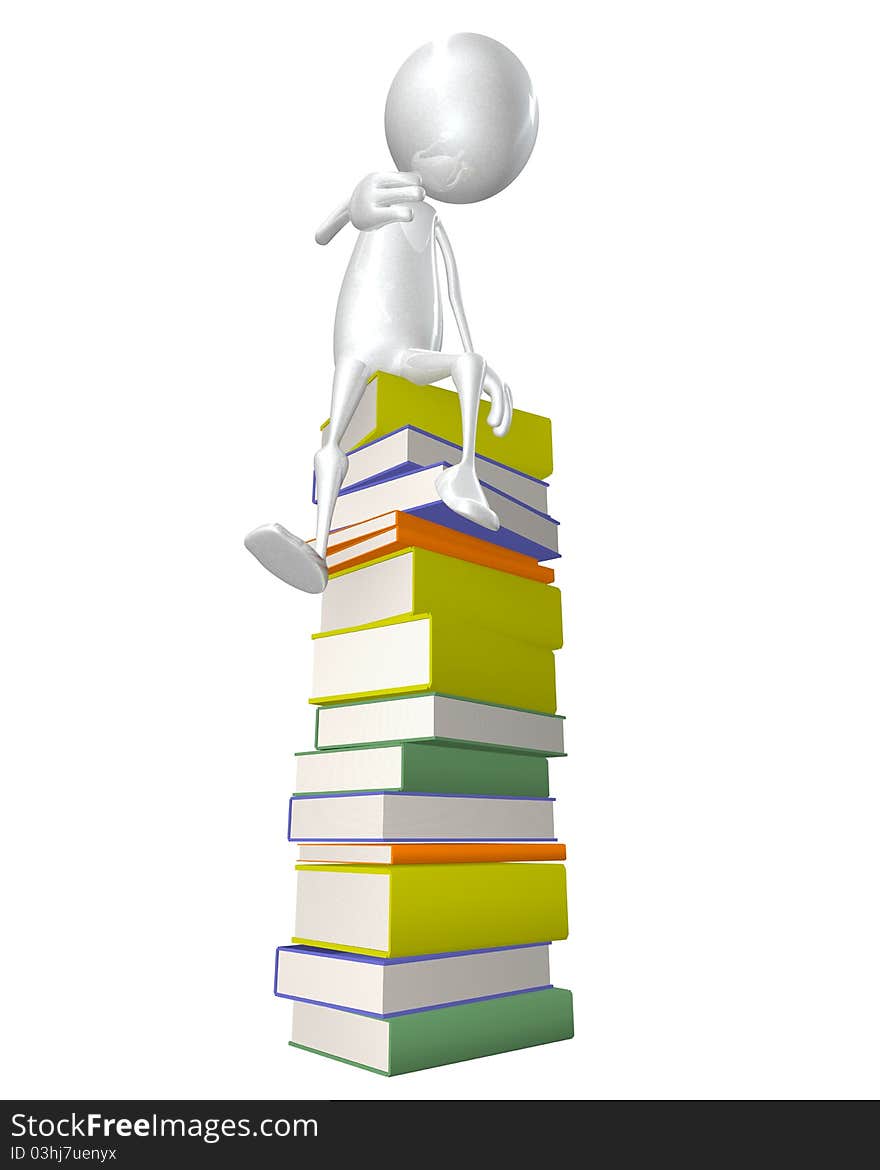 Man Sitting On Stack Of Books