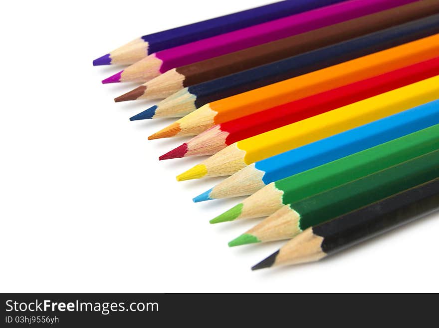 Colored pencils isolated on the white background