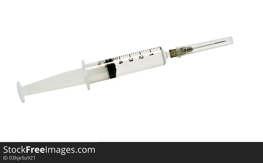 Isolated syring for drug inlection on a white background