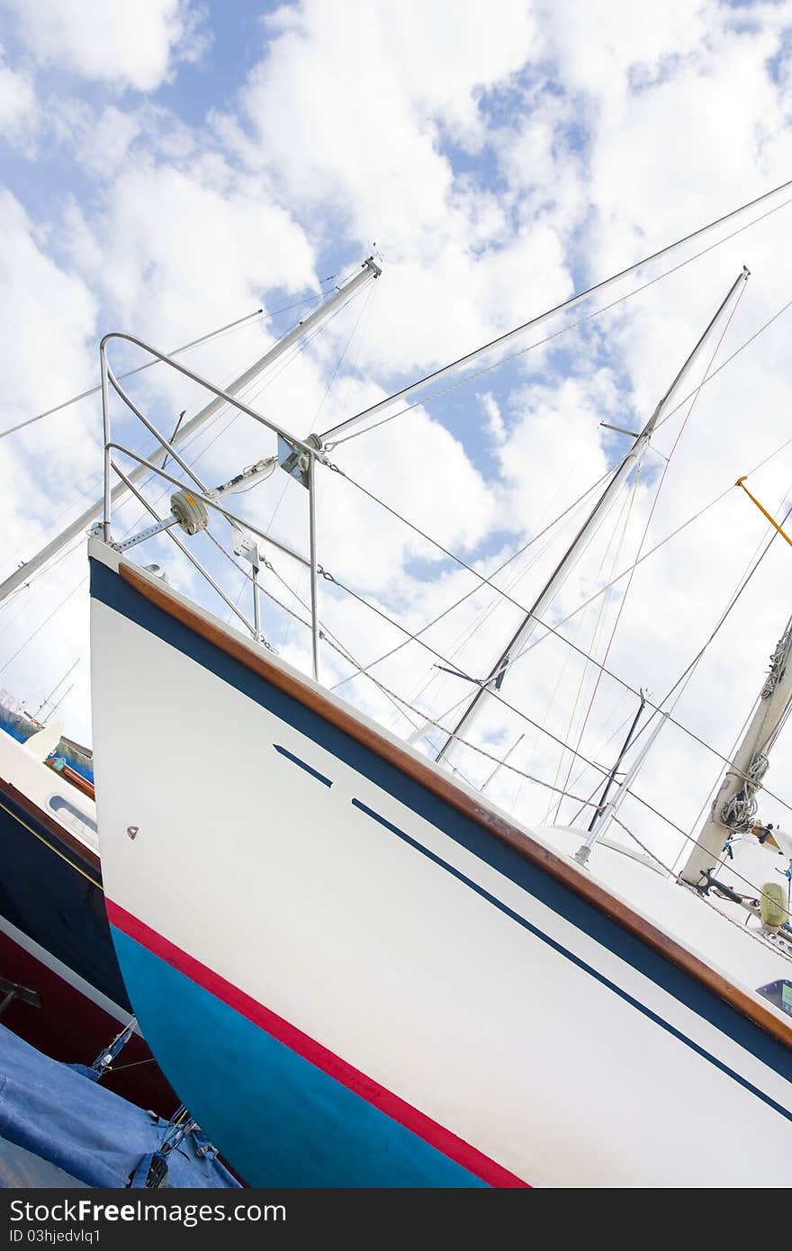 Yacht In A Boatyard