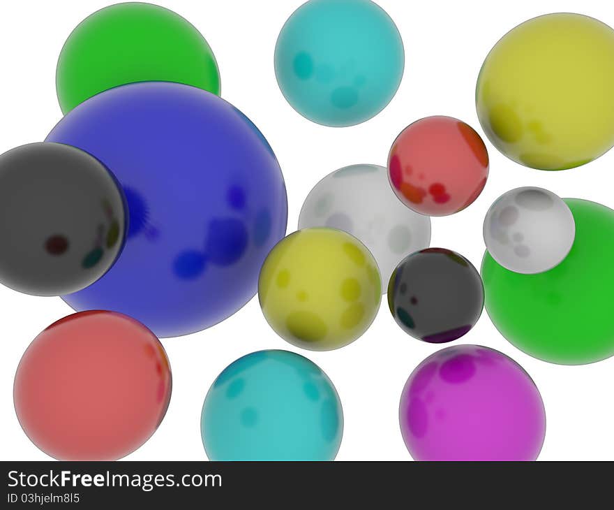 Shiny spheres in multiple colour