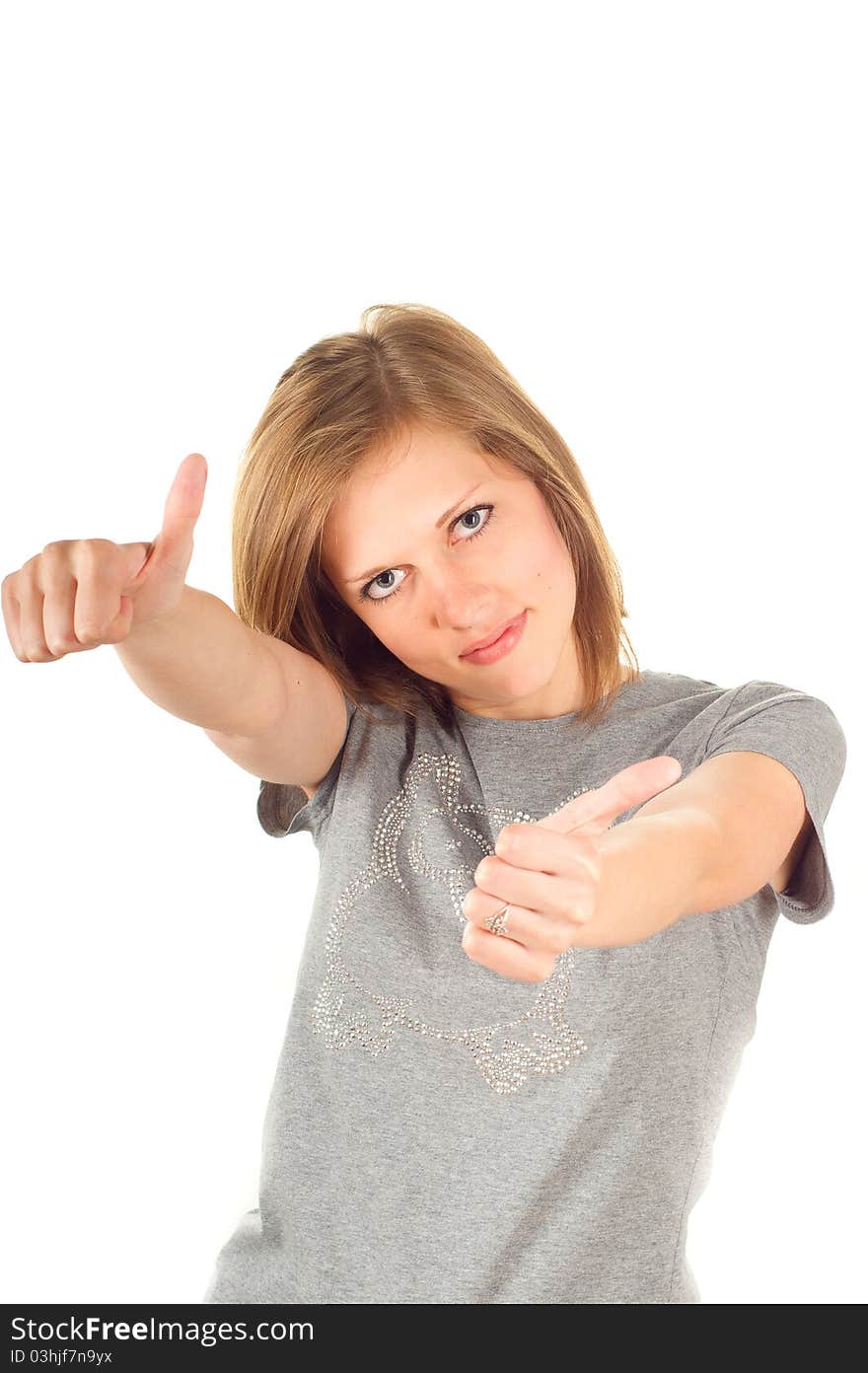 Young woman with ok sign. Young woman with ok sign