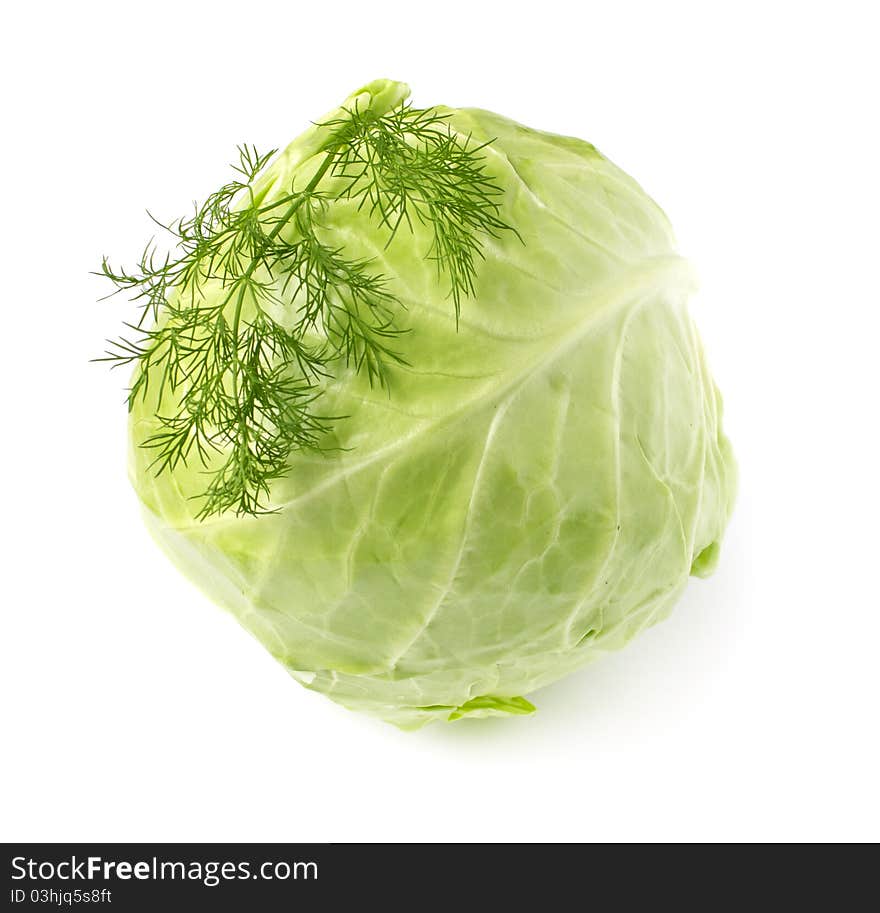 Fresh green cabbage isolated on white background. Fresh green cabbage isolated on white background