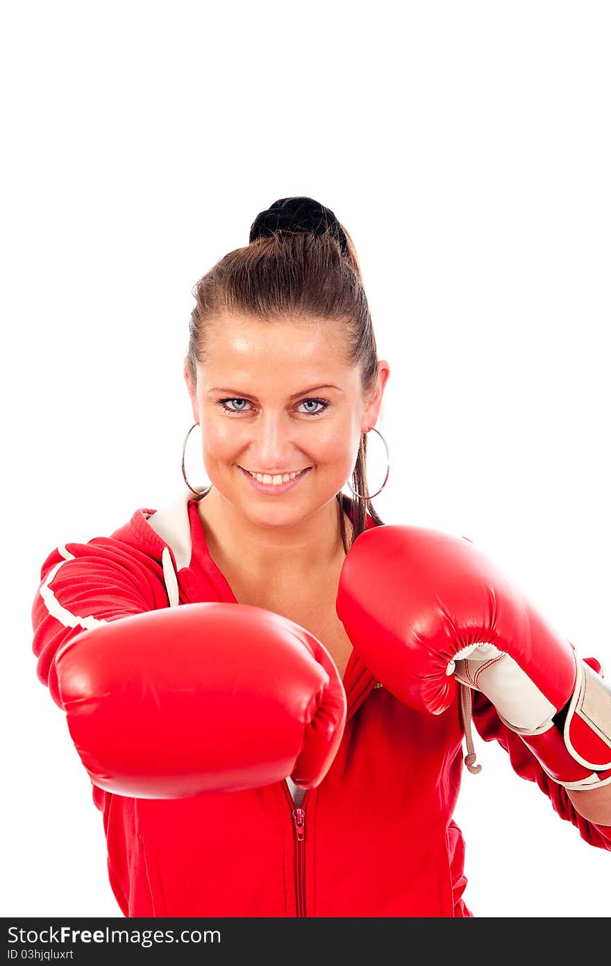 Young Woman Boxing