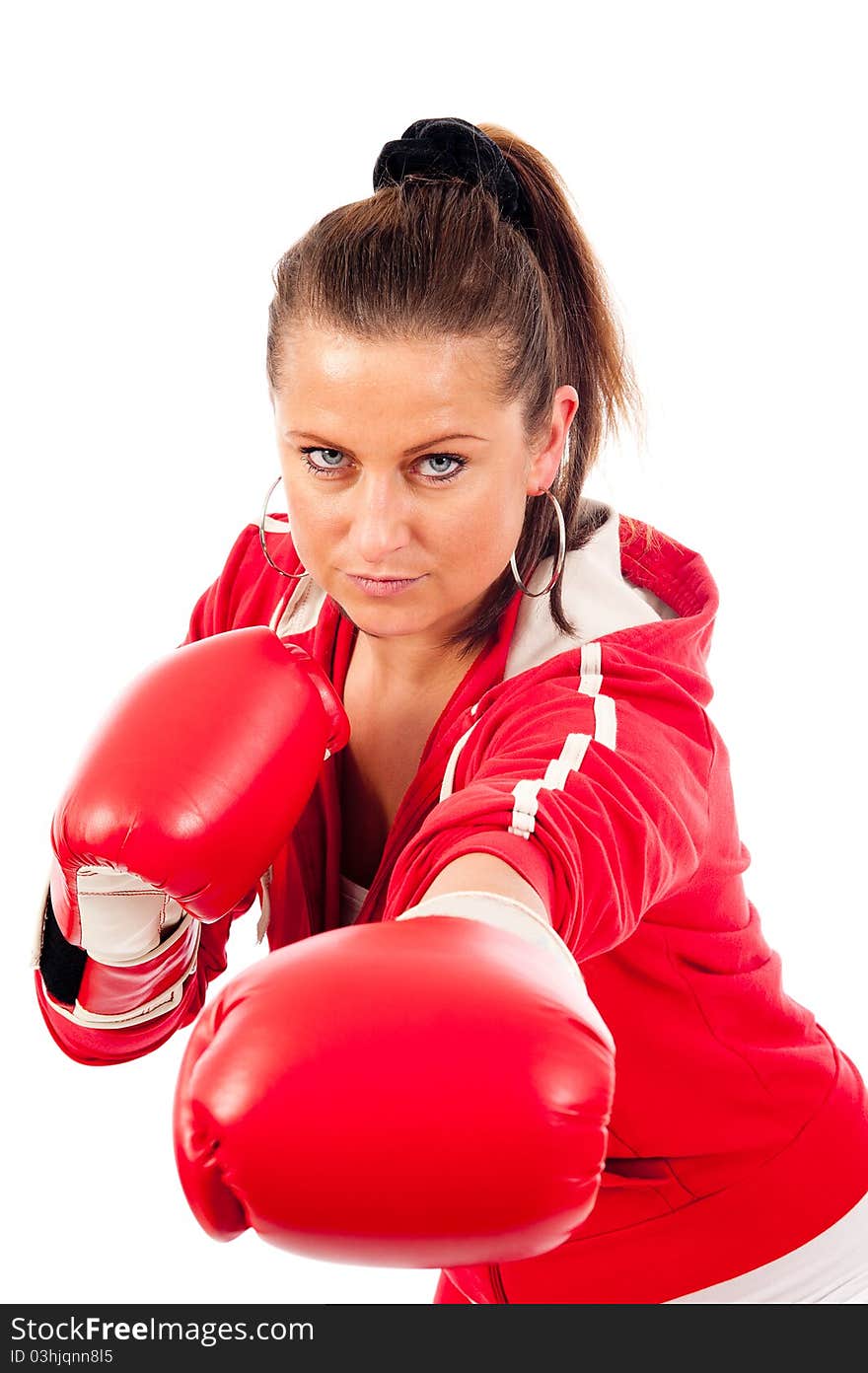 Young woman boxing