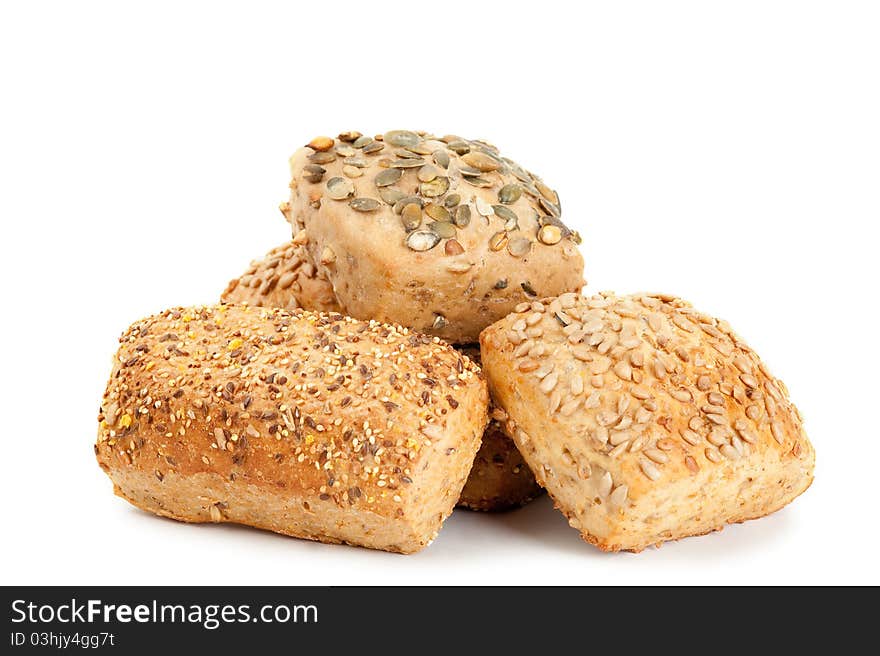 Various baked goods on a white background