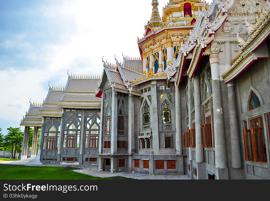 Thai art white temple