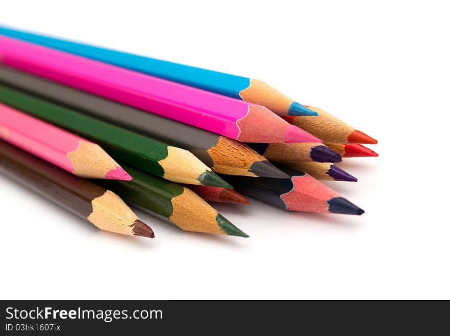 Color pencils isolated on white. Color pencils isolated on white