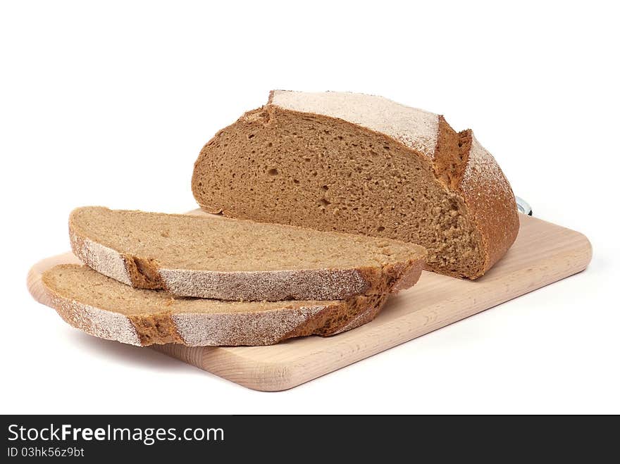 Sliced rye bread on the board