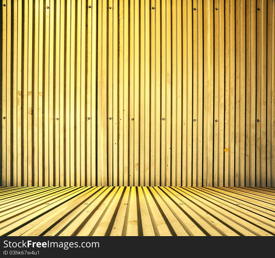 Golden room, old metallic interior