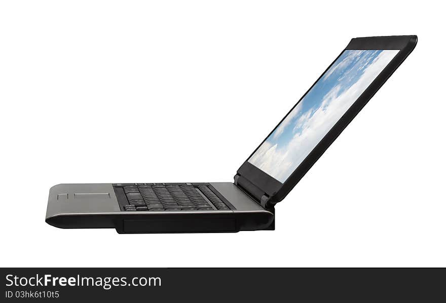 Laptop on white background with clipping path