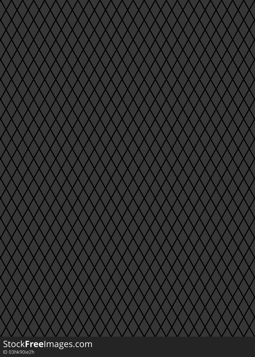 Decorative black rhomboid grid on gray background. Decorative black rhomboid grid on gray background