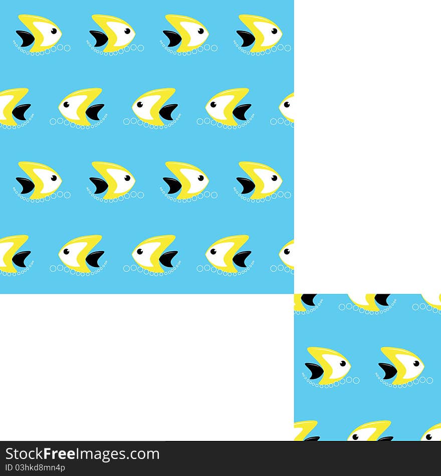 Seamless pattern with yellow fishes