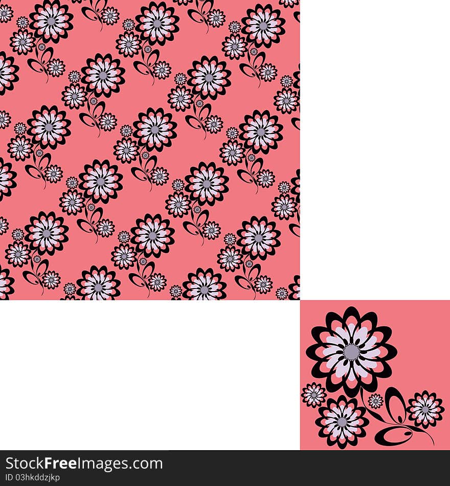 Pink pattern with big flowers