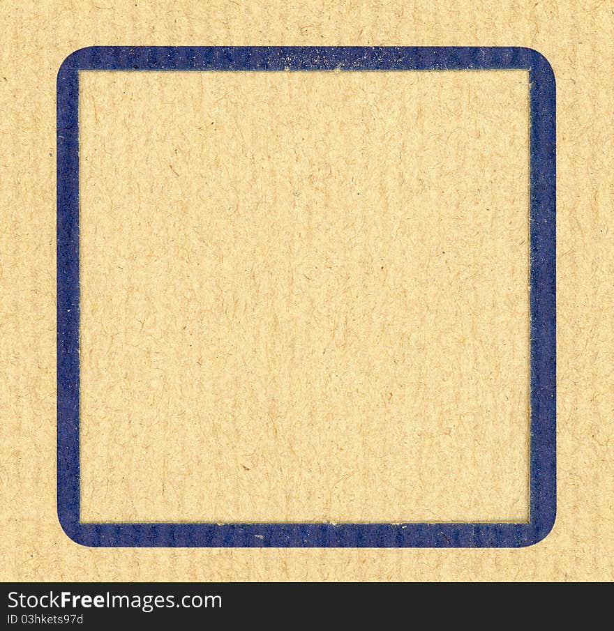 Blue frame on recycled paper background. Blue frame on recycled paper background