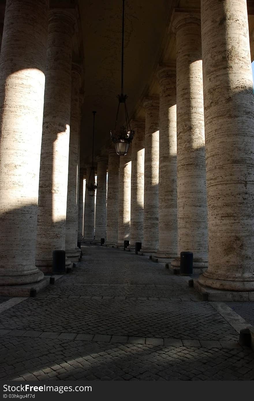 Colonnade in the Vatican city. Colonnade in the Vatican city.