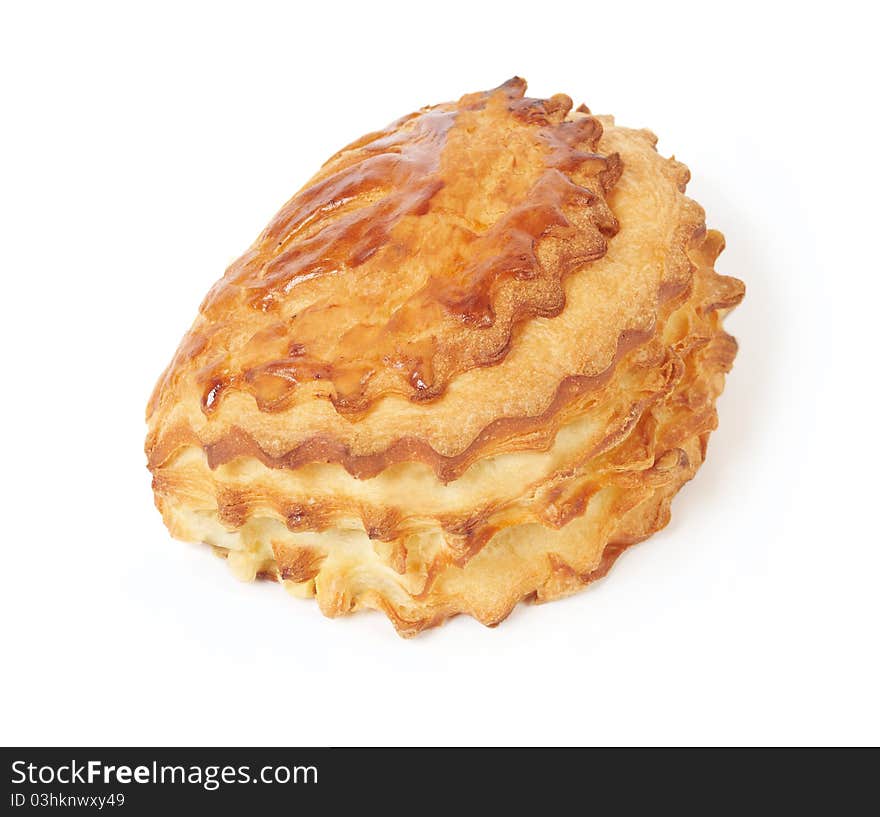 Puffpastry roll isolated on the white background