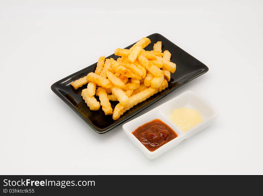 French fries on white back ground