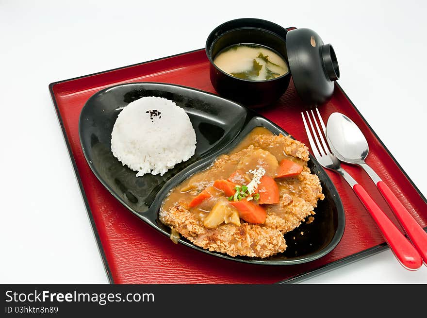 Rice with curry Chicken Teriyaki