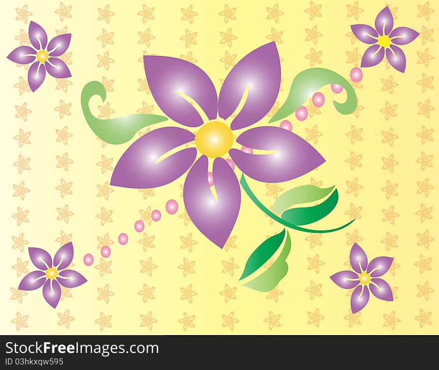 Floral pattern in green and purple color