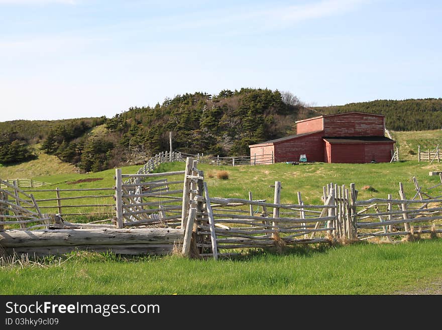 Old Farm with Red Barn