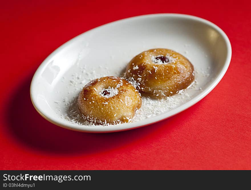 Traditional turkish sweet pastry served on white plate. Traditional turkish sweet pastry served on white plate