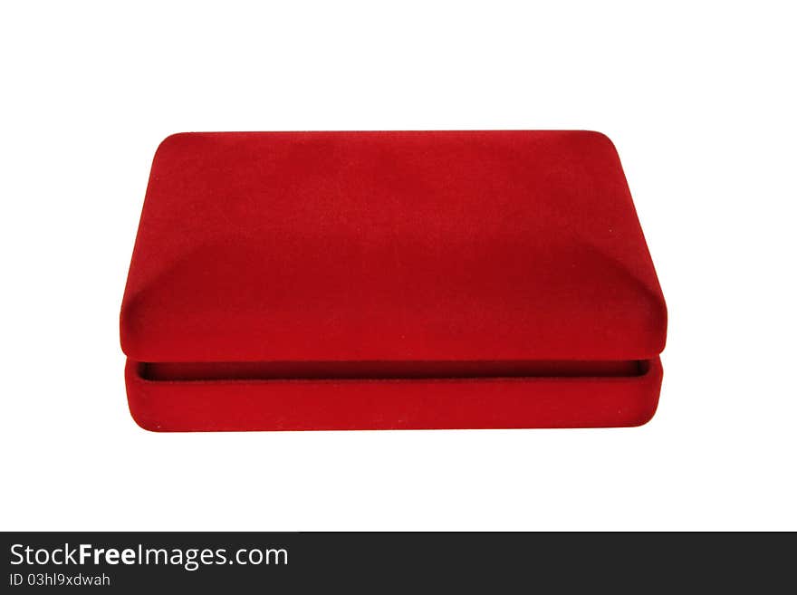 Red velvet box isolated on white background. Red velvet box isolated on white background