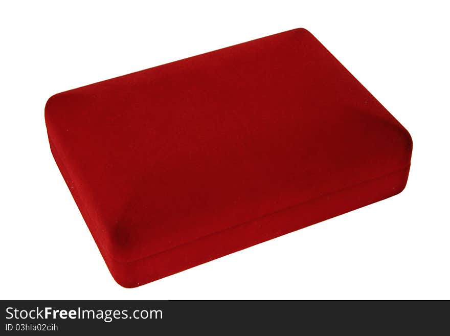 Red velvet box isolated on white background. Red velvet box isolated on white background