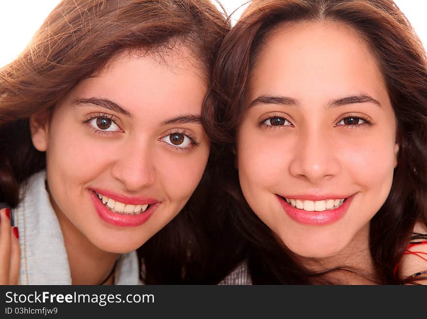 Young women looking at camera