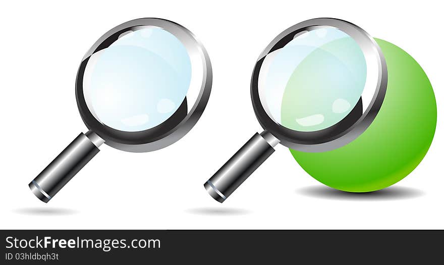 Magnifying glass isolated on white with background