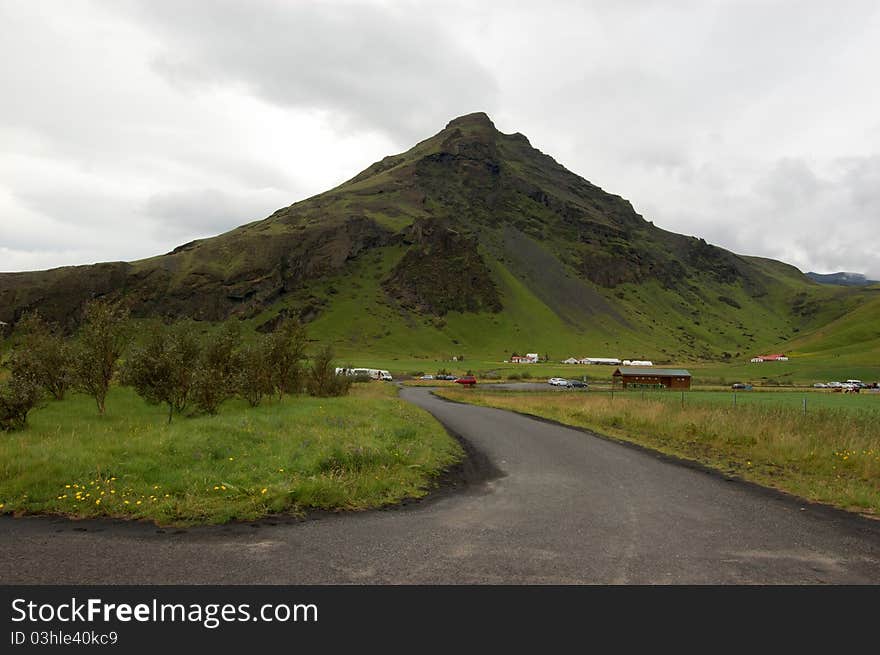 Landscape in the Skogarfoss Waterfall area, Iceland