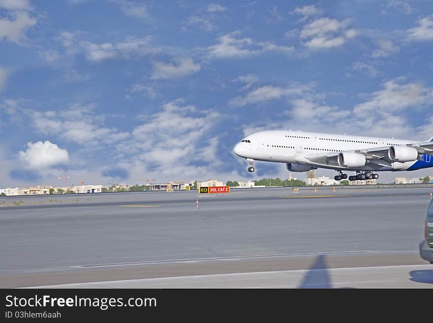 Aircraft landing at the airport runway