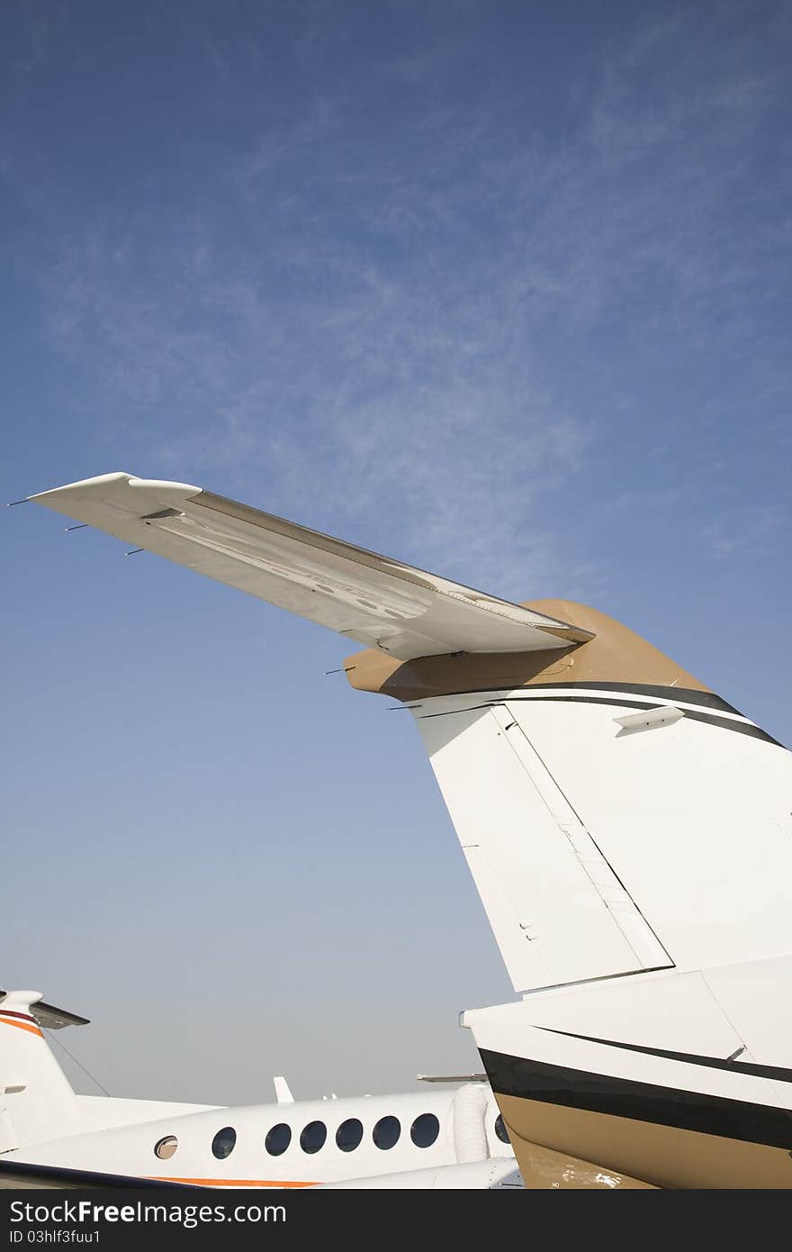 Plain tail of an aircraft on a runway