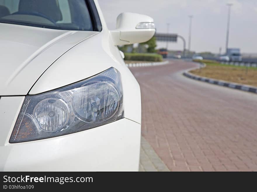 Head light closeup of a car