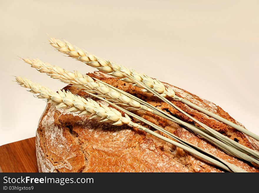 Crusty bread with yellow wheat