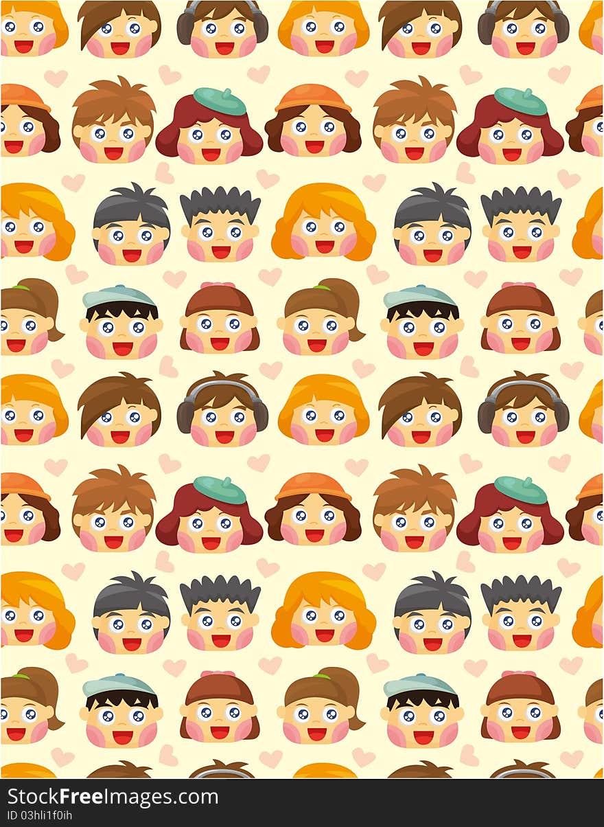 Seamless Child Face Pattern