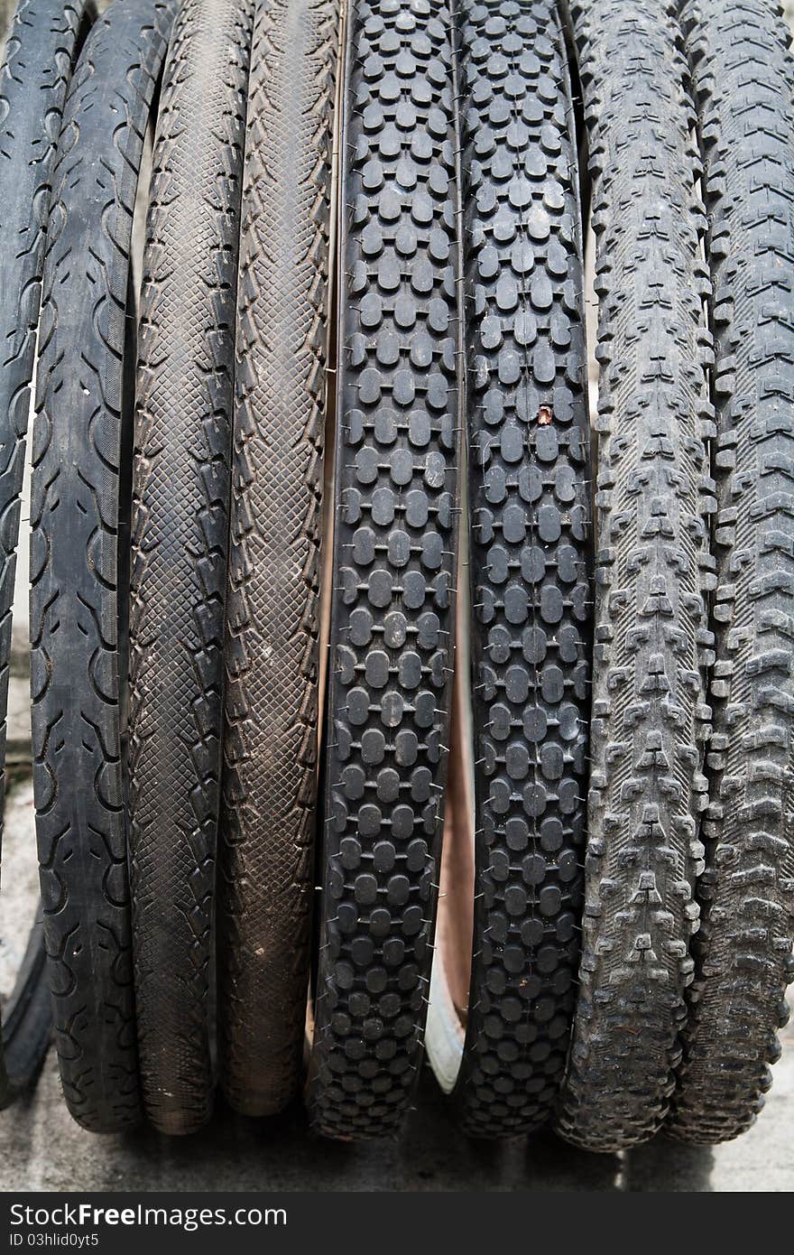 Closed up of mountain bike tires. Closed up of mountain bike tires