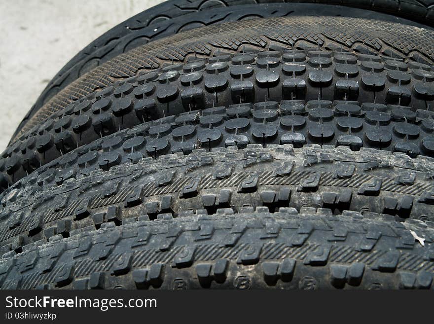 Closed up of mountain bike tires. Closed up of mountain bike tires