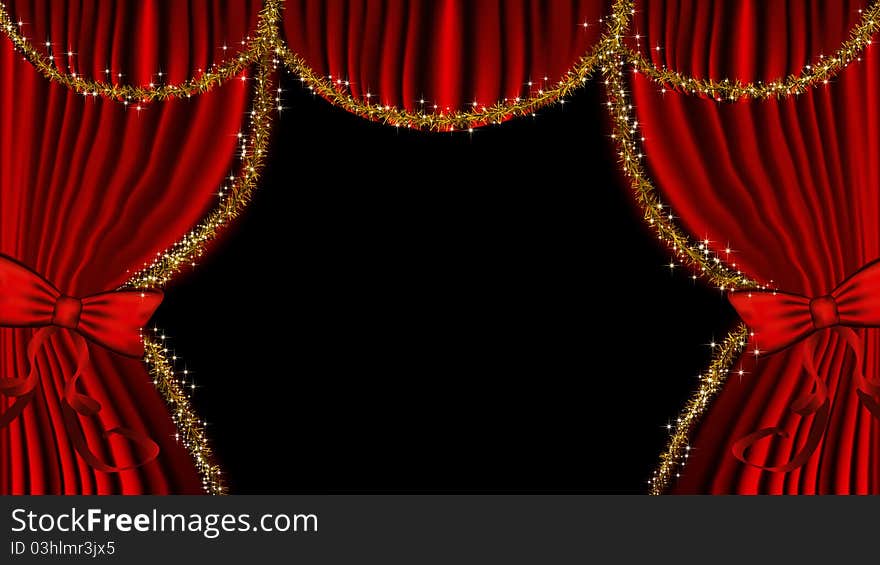 Red stage Theater Curtain background. Red stage Theater Curtain background