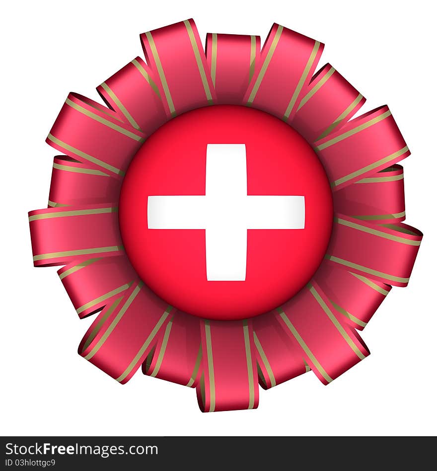 First aid medical sign and bow isolated over white background